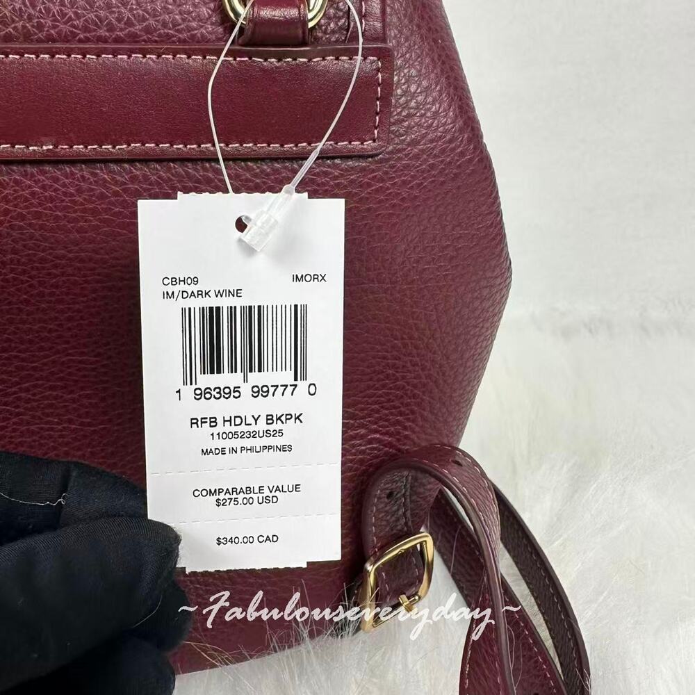 Coach Hadley Backpack In Leather Brass/Dark Wine CBH09 NWT - Picture 5 of 8